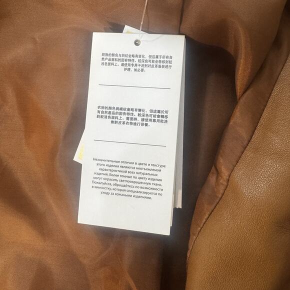 MRSP $250 New Michael Kors Real Lamb Leather Short Jacket Brown Size Medium - Picture 11 of 15